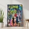The Castle Decor Love You Graffiti Wall Art Framed Painting 20x30 Inch