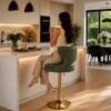 Doe Buck Verona Faux Leather Adjustable Bar Stool in Green Colour with Gold Base