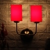 Devansh Metal Electric Wall Light in Gold Colour with Red Shade Count of 2 Lights
