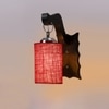 Devansh Solid Wood Electric Wall Light in Brown Colour with Maroon Shade Count of 1 Light