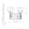 Minimal 2 Light Nickel Wall Light with Frosted White Glass