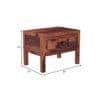 Square Solid Wood Box Bedside Table in Teak Finish