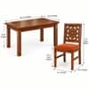 Globally Indian Surya Solid Sheesham Wood 4 Seater Dining Table Set 4 Chairs Terracotta Orange