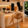 Doe Buck Adjustable Upholstered Bar Stool in Brown Colour with Chrome Base