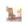 Columbus wood Dining Chair in Anchor Grey Fabric Cushioning with TEAK FINISH