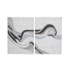 Abstract Blue Gray Wool Silk Wall Art 2 Panel Set 4 x 2 Feet