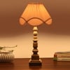 Devansh Off-White Cotton Vintage  Lamp With Wood Base (12X12X23.25)