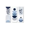 The Castle Decor Blue Botanical Abstract Wall Art Set of 3 36x39 Inch