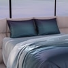 Stoa Paris Satin Bedsheets for Super King Size Bed with 2 Pillow Covers heets for Blue Teal