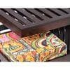 Irish Sheesham Wood Bohemian Coffee Table Set With 2 Stools In Dark Walnut Finish With Israel Print Patchwork Kantha Cushions