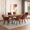 Dune Solid Oak Wood Dining Table With 6  Bren Dining Chairs (Finish : Gradient Oak, Chair Colour : Auburn)