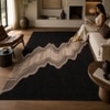 Handmade Natural Wool Area Rug Abstract Canyon Black 5 x 7 Feet Carpet