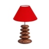 Devansh Red Cotton Table Lamp With Wood  Pebble Lamp  (10X10X15) Inches