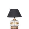 VARELLO Clear Glass Table Lamp with Gold Accent and Wood Base Black Shade