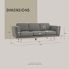 Scandinavian Civic Three Seater Sofa Grey Natural Wood Finish
