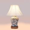 Devansh Off-White Cotton Shade Cross Pleated Lamp With Wood & Mosaic Glass Base For Decoration/Office/Home/Gifting/Study For Decoration/Office/Home/Gifting/Study