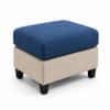 Nova 3 Seater L Shaped Sectional Sofa Right Chaise and Ottoman Blue Cream