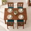 Globally Indian Ankura Solid Sheesham Wood 4 Seater Dining Table Set 4 Chairs Teal Green