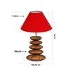 Devansh Red Cotton Table Lamp With Wood  Pebble Lamp  (10X10X15) Inches