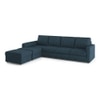 Apollo Compact Sofa (Colour : Indigo Blue, Cushion : Soft, Back Type : Regular, Seating Capacity : Left Aligned 3 Seater + Left Aligned Chaise + Ottoman)