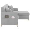 Convil Velvet L Shape 4 Seater  Sofa in Grey Color