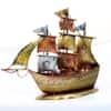 Desert Art Metal Handpainted Golden Ship Showpiece