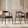 Zen Solid Wood Dining Armchair In Danish Walnut Finish with Olive Leatherette Colour