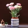 Blue Swatched Cylindrical shaped Ceramic Vase