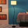 Rastus Off White Fabric Floor Lamp with Black Iron Base