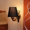 Devansh Metal Electric Wall Light in Antique Gold Colour with Black Shade Count of 1 Light
