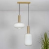 Maloto 2 Light Frosted White Luster And Brass Hanging Pendant Light