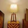 Adrienne Brown Wooden Table Lamp with White Jute Lampshade