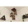 Trikona Brown Solid Wood Cluster Hanging Light