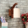 Devansh Solid Wood Electric Wall Light in Brown Colour with off-white Shade Count of 1 Light