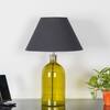 OLVIRA Modern Green Glass Table Lamp with Silver Metal Accent Black Shade