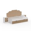 Pillowcastle Single Upholstered Bed With Brown Upholstered Panels At The Back In White and Brown Colour