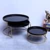 Round Buffet Platter Set Of 3 In Black And Gold Colour