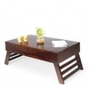 Kassel Sheesham Wood Coffee Table With Foldable Legs In Dark Walnut Finish