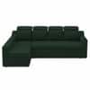 Luna 5 Seater Velvet RHS Pull Out Sofa Cum Bed in Green Color With Storage