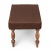 Bestone Sheesham Wood Accent Dining Bench (Taupe Brown Velvet Teak Finish)