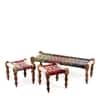 Hamilton Sheesham Wood Vintage 3 Seater Maachi Balcony Bench with 2 Stools in Multi Colour and White