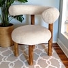 Westfield Sheesham Wood Mid Century Set of 2 Lounge Chair in Off White Soft Boucle Fabric Upholstery