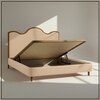 Solara Wave Luxe King Size Bed in velvet With Oak wood Frame & Hydraulic Storage