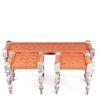 Hamilton Sheesham Wood Vintage 3+1+1 Seater Maachi Bench Set With 2 Stools In Orange Rope Canning