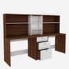 Natsu Twin Home Office Table Walnut and Frosty White