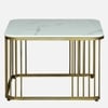 Metlax Square Metal Nesting Coffee Table Set Gold Finish White Porcelain Top Set Of 2