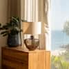 Ivy Handicrafted Table Lamp in Dark Green and White Colour