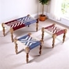 Oakville Sheesham Wood Vintage Seater Maachi Bench Set 2 Stools In Multi Colour Chindi White Rope