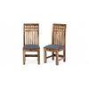 Columbus wood Set of 2 Dining Chairs in Anchor Grey Fabric Cushioning with TEAK FINISH