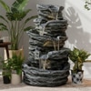 Dark Grey 5 Tier Rock Water Fountain Home and Garden